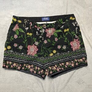 Gardencore Black Floral Shorts Size 14 Fairycore Y2K Boho Cute Bohemian Art